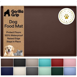 image:imageGORILLA GRIP 100 Waterproof Raised Edge BPA Free Silicone Pet Feeding Mat Dog Cat Food Mats Contain Spills Protects Floors Placemats for Cats and Dogs Water Bowl Pets Accessories 26x17 BeigeBrown