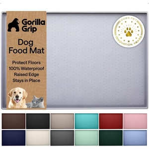 image:imageGORILLA GRIP 100 Waterproof Raised Edge BPA Free Silicone Pet Feeding Mat Dog Cat Food Mats Contain Spills Protects Floors Placemats for Cats and Dogs Water Bowl Pets Accessories 26x17 BeigeLight Gray