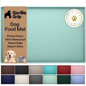 image:imageGORILLA GRIP 100 Waterproof Raised Edge BPA Free Silicone Pet Feeding Mat Dog Cat Food Mats Contain Spills Protects Floors Placemats for Cats and Dogs Water Bowl Pets Accessories 26x17 BeigeMint