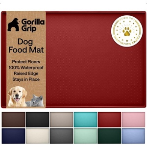 image:imageGORILLA GRIP 100 Waterproof Raised Edge BPA Free Silicone Pet Feeding Mat Dog Cat Food Mats Contain Spills Protects Floors Placemats for Cats and Dogs Water Bowl Pets Accessories 26x17 BeigeRed