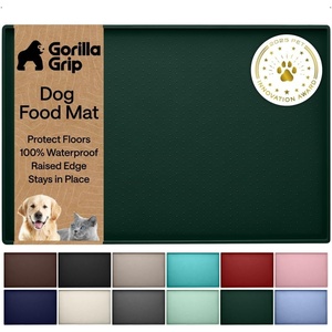 image:imageGORILLA GRIP 100 Waterproof Raised Edge BPA Free Silicone Pet Feeding Mat Dog Cat Food Mats Contain Spills Protects Floors Placemats for Cats and Dogs Water Bowl Pets Accessories 26x17 BeigeHunter Green