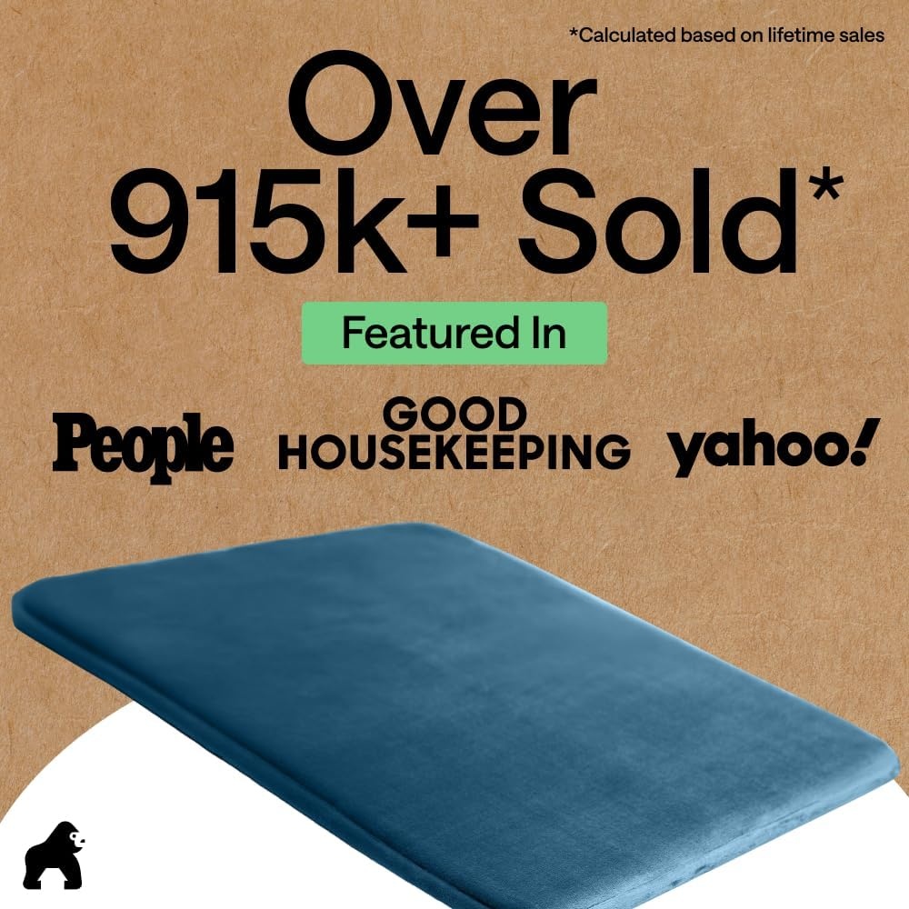 image:imageGORILLA GRIP Textured Backing Bathroom Rugs Soft Memory Foam Absorbent Striped Bath Mats Machine Washable amp Fade Resistant Bathmat Accessories for Floor Home Decor Shower Essentials Grey 30x18Blue