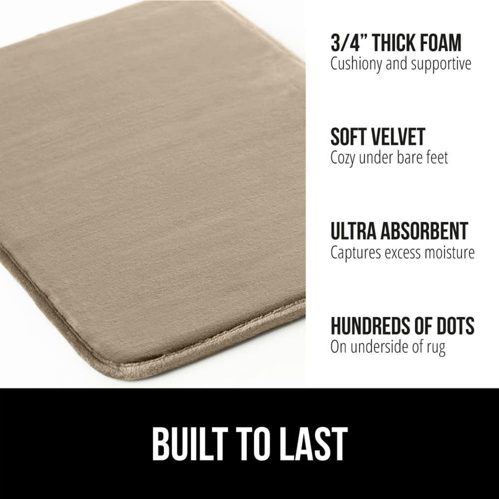 image:imageGORILLA GRIP Textured Backing Bathroom Rugs Soft Memory Foam Absorbent Striped Bath Mats Machine Washable amp Fade Resistant Bathmat Accessories for Floor Home Decor Shower Essentials Grey 30x18Beige