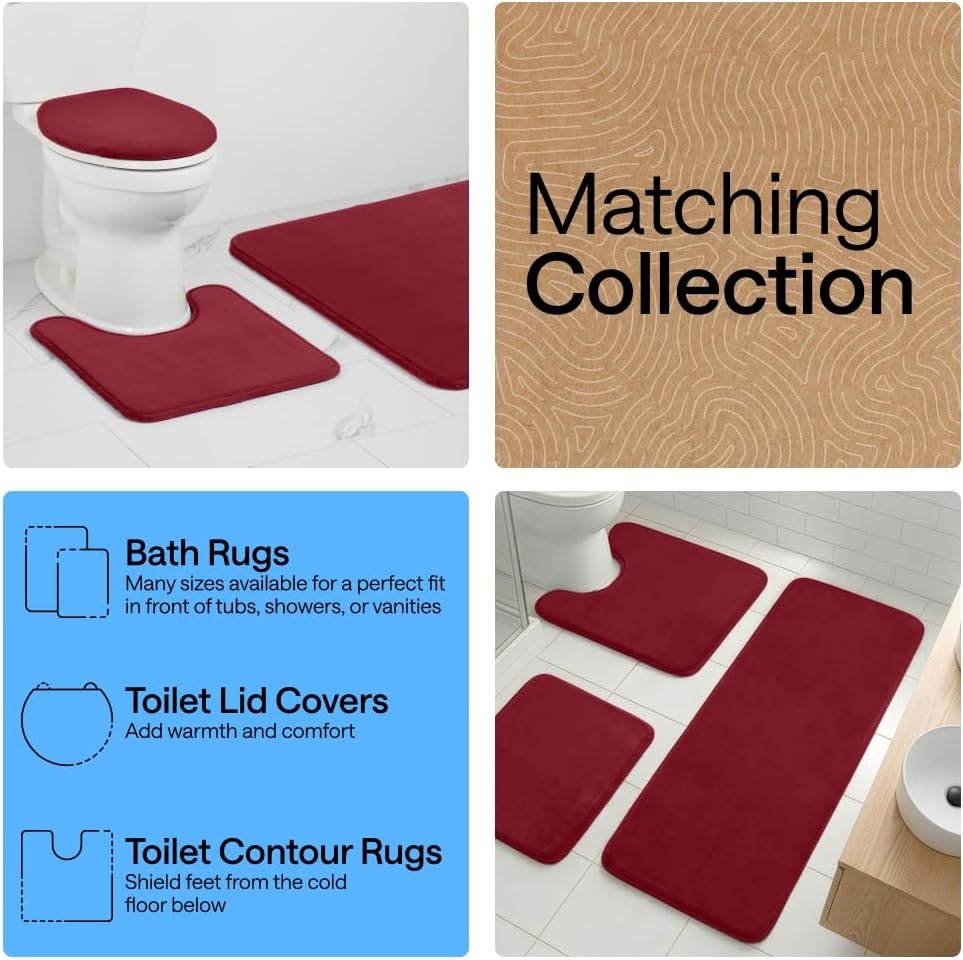 image:imageGORILLA GRIP Textured Backing Bathroom Rugs Soft Memory Foam Absorbent Striped Bath Mats Machine Washable amp Fade Resistant Bathmat Accessories for Floor Home Decor Shower Essentials Grey 30x18Burgundy
