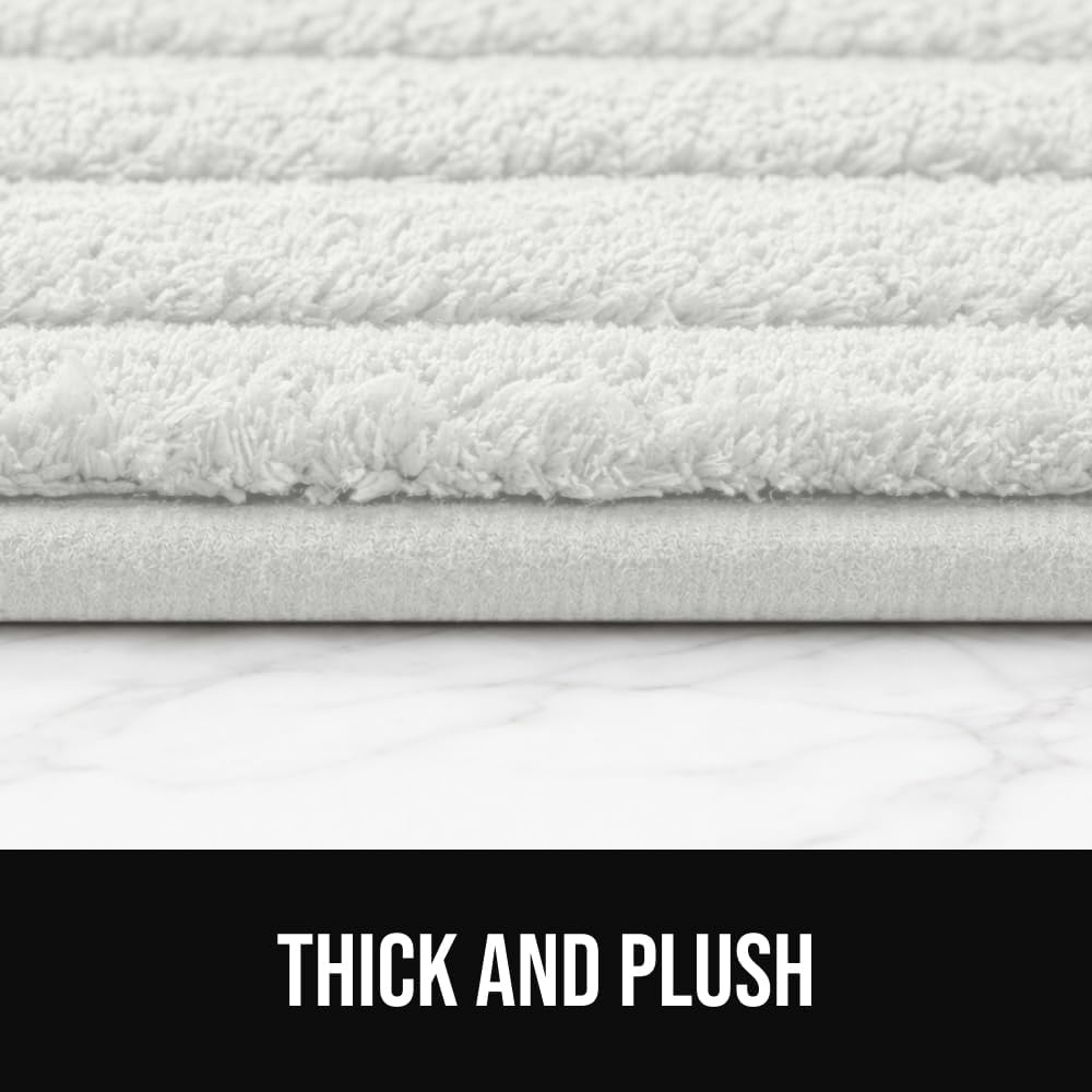 image:imageGORILLA GRIP Textured Backing Bathroom Rugs Soft Memory Foam Absorbent Striped Bath Mats Machine Washable amp Fade Resistant Bathmat Accessories for Floor Home Decor Shower Essentials Grey 30x18White
