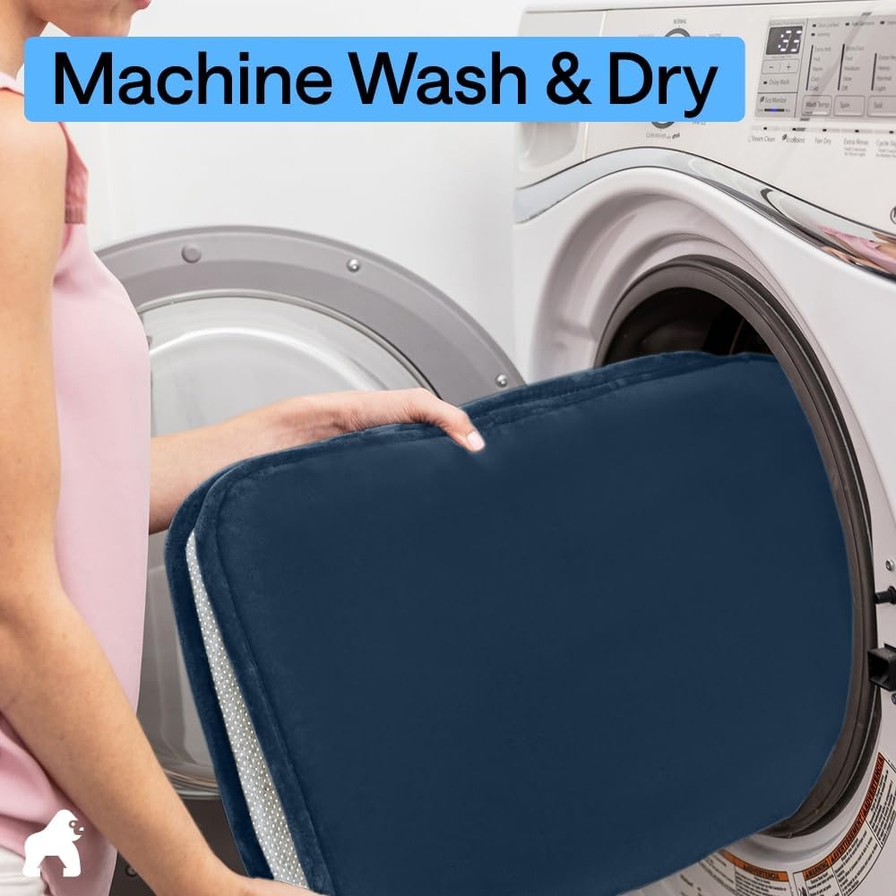 image:imageGORILLA GRIP Textured Backing Bathroom Rugs Soft Memory Foam Absorbent Striped Bath Mats Machine Washable amp Fade Resistant Bathmat Accessories for Floor Home Decor Shower Essentials Grey 30x18Navy