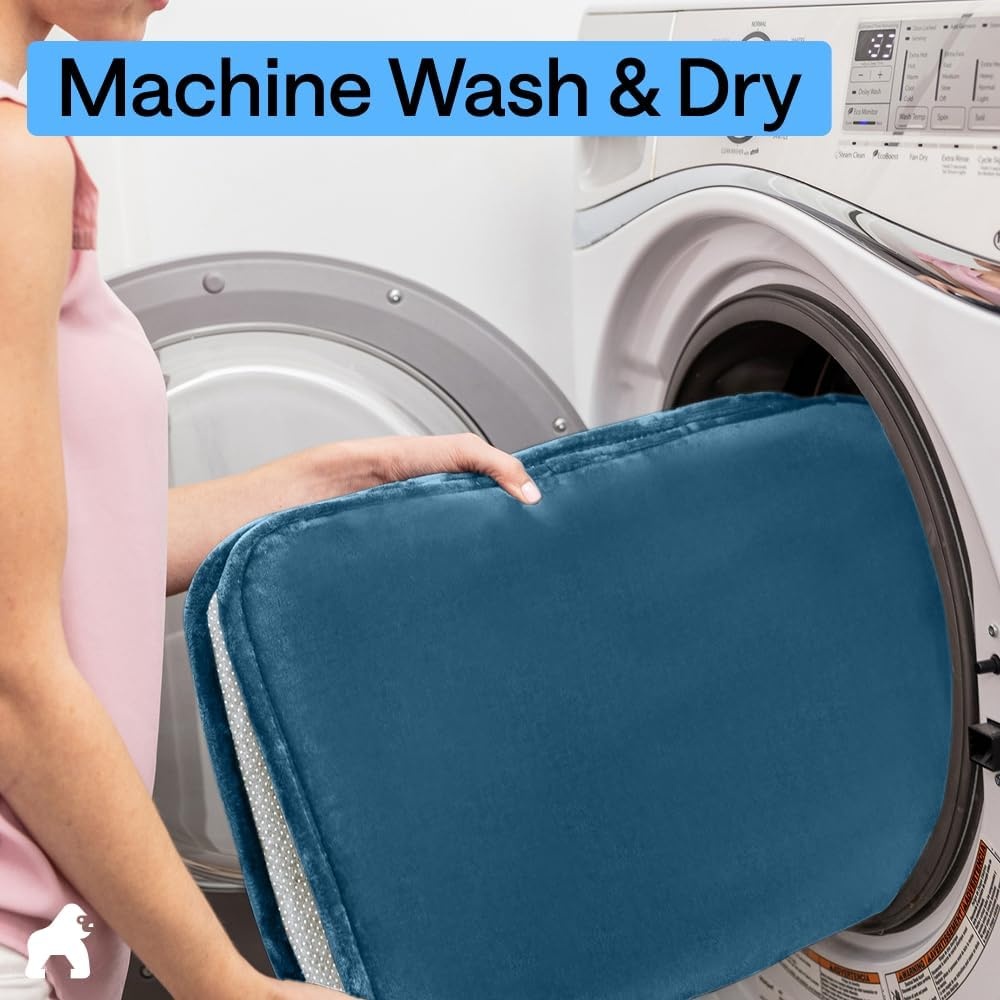 image:imageGORILLA GRIP Textured Backing Bathroom Rugs Soft Memory Foam Absorbent Striped Bath Mats Machine Washable amp Fade Resistant Bathmat Accessories for Floor Home Decor Shower Essentials Grey 30x18Blue