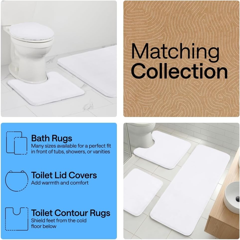 image:imageGORILLA GRIP Textured Backing Bathroom Rugs Soft Memory Foam Absorbent Striped Bath Mats Machine Washable amp Fade Resistant Bathmat Accessories for Floor Home Decor Shower Essentials Grey 30x18White