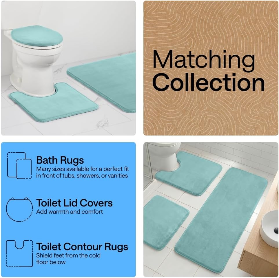 image:imageGORILLA GRIP Textured Backing Bathroom Rugs Soft Memory Foam Absorbent Striped Bath Mats Machine Washable amp Fade Resistant Bathmat Accessories for Floor Home Decor Shower Essentials Grey 30x18Seablue