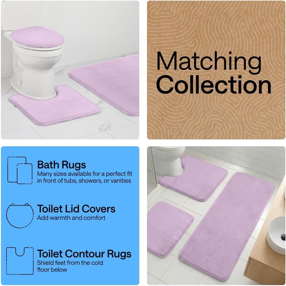 image:imageGORILLA GRIP Textured Backing Bathroom Rugs Soft Memory Foam Absorbent Striped Bath Mats Machine Washable amp Fade Resistant Bathmat Accessories for Floor Home Decor Shower Essentials Grey 30x18Soft Purple
