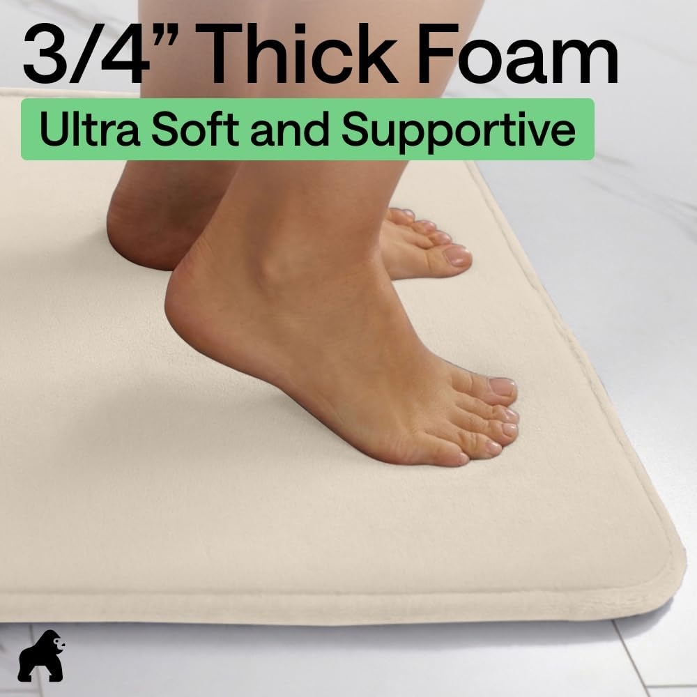 image:imageGORILLA GRIP Textured Backing Bathroom Rugs Soft Memory Foam Absorbent Striped Bath Mats Machine Washable amp Fade Resistant Bathmat Accessories for Floor Home Decor Shower Essentials Grey 30x18Cream