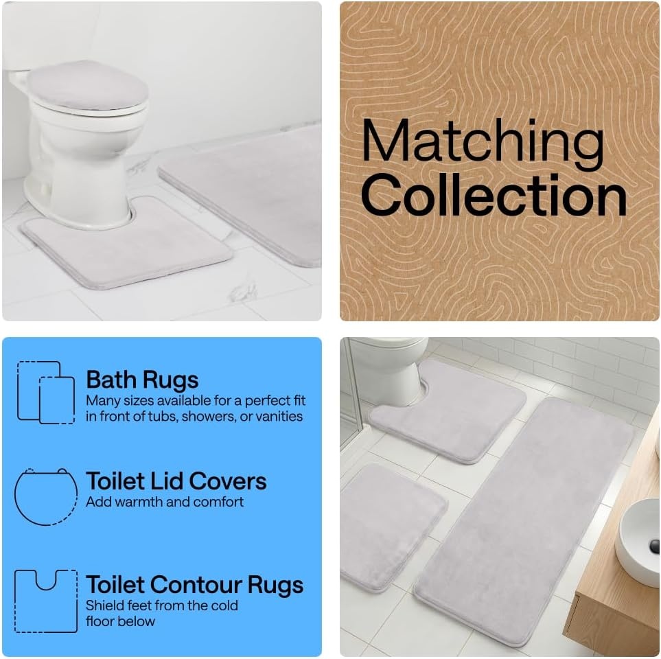 image:imageGORILLA GRIP Textured Backing Bathroom Rugs Soft Memory Foam Absorbent Striped Bath Mats Machine Washable amp Fade Resistant Bathmat Accessories for Floor Home Decor Shower Essentials Grey 30x18Light Gray
