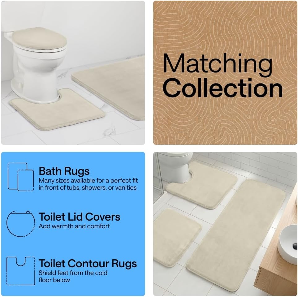 image:imageGORILLA GRIP Textured Backing Bathroom Rugs Soft Memory Foam Absorbent Striped Bath Mats Machine Washable amp Fade Resistant Bathmat Accessories for Floor Home Decor Shower Essentials Grey 30x18Champagne
