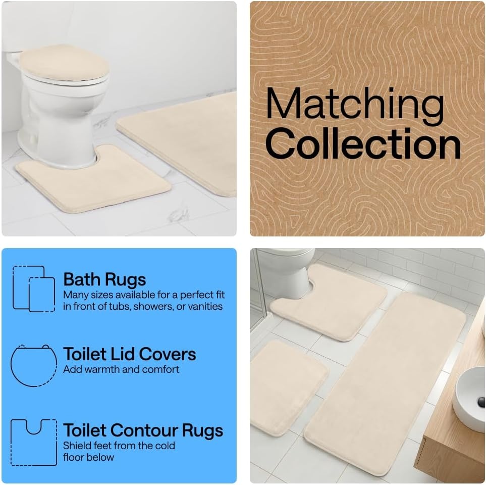 image:imageGORILLA GRIP Textured Backing Bathroom Rugs Soft Memory Foam Absorbent Striped Bath Mats Machine Washable amp Fade Resistant Bathmat Accessories for Floor Home Decor Shower Essentials Grey 30x18Cream