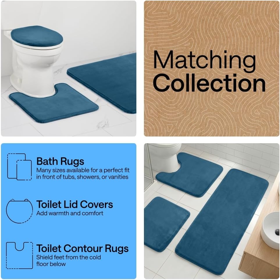 image:imageGORILLA GRIP Textured Backing Bathroom Rugs Soft Memory Foam Absorbent Striped Bath Mats Machine Washable amp Fade Resistant Bathmat Accessories for Floor Home Decor Shower Essentials Grey 30x18Blue