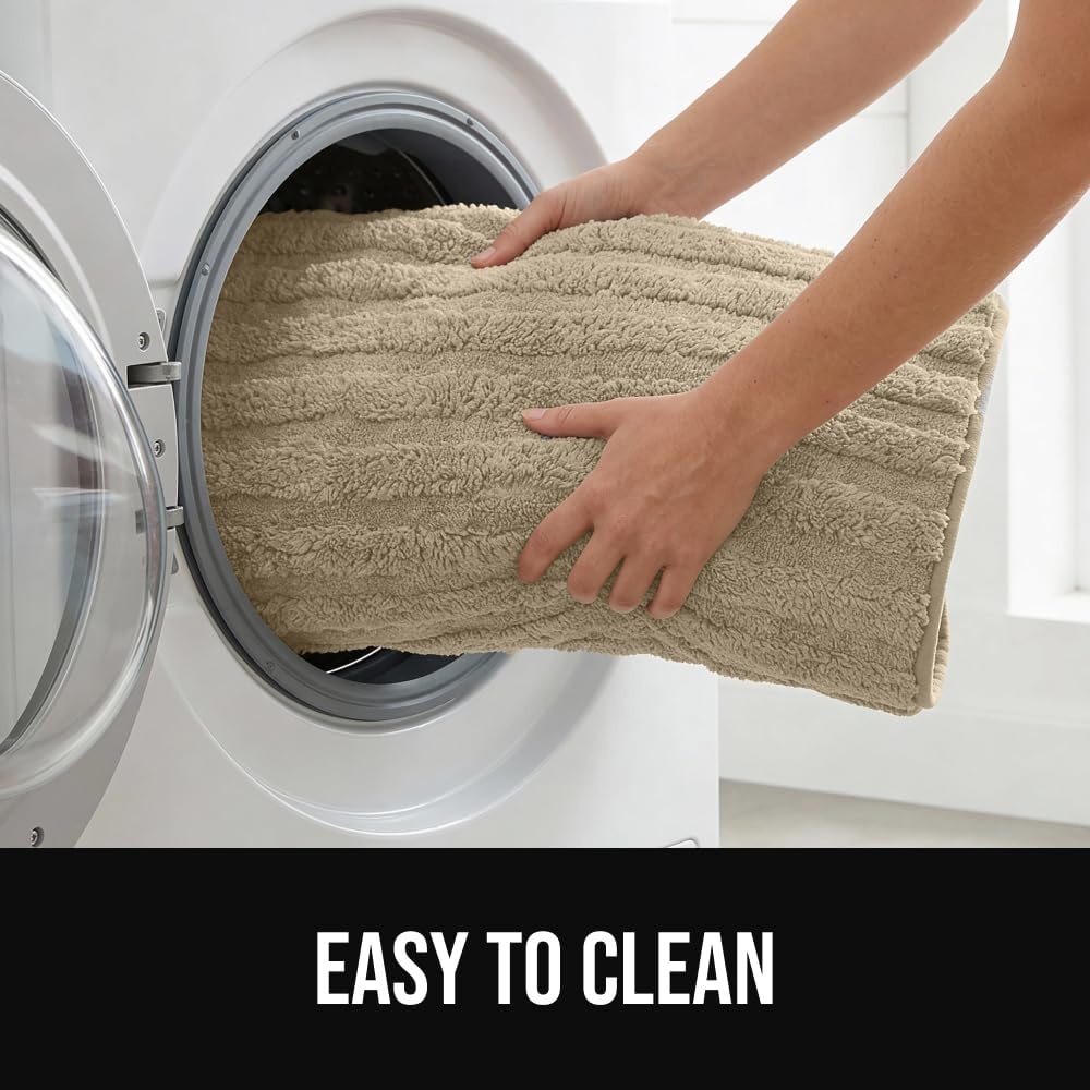 image:imageGORILLA GRIP Textured Backing Bathroom Rugs Soft Memory Foam Absorbent Striped Bath Mats Machine Washable amp Fade Resistant Bathmat Accessories for Floor Home Decor Shower Essentials Grey 30x18Beige