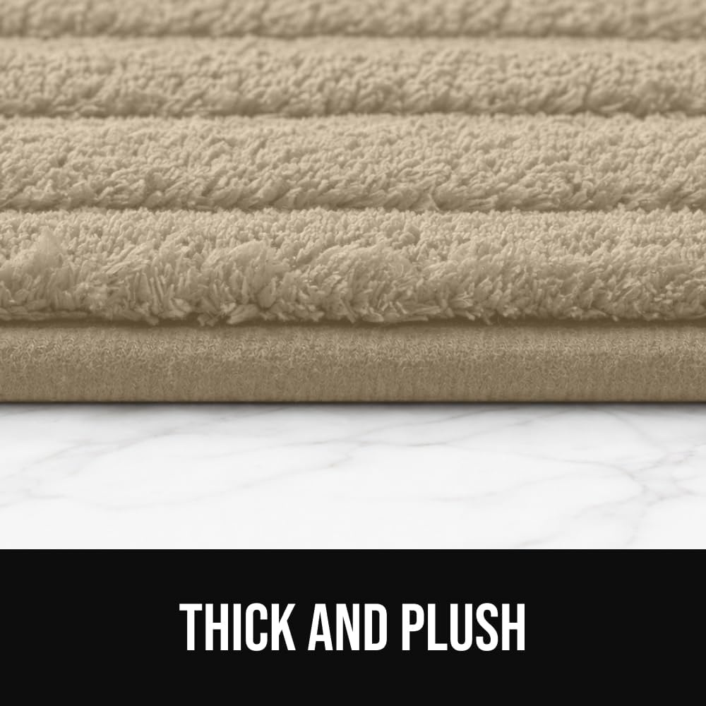image:imageGORILLA GRIP Textured Backing Bathroom Rugs Soft Memory Foam Absorbent Striped Bath Mats Machine Washable amp Fade Resistant Bathmat Accessories for Floor Home Decor Shower Essentials Grey 30x18Beige