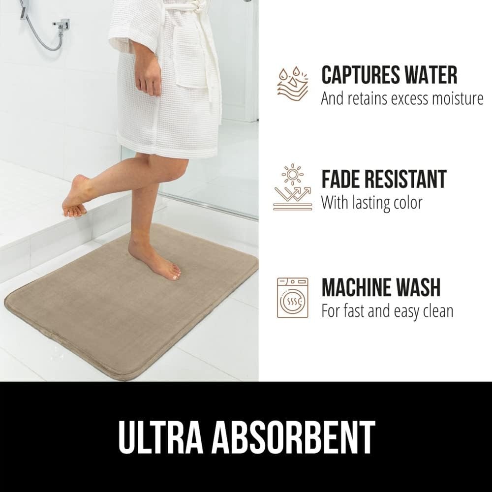image:imageGORILLA GRIP Textured Backing Bathroom Rugs Soft Memory Foam Absorbent Striped Bath Mats Machine Washable amp Fade Resistant Bathmat Accessories for Floor Home Decor Shower Essentials Grey 30x18Beige
