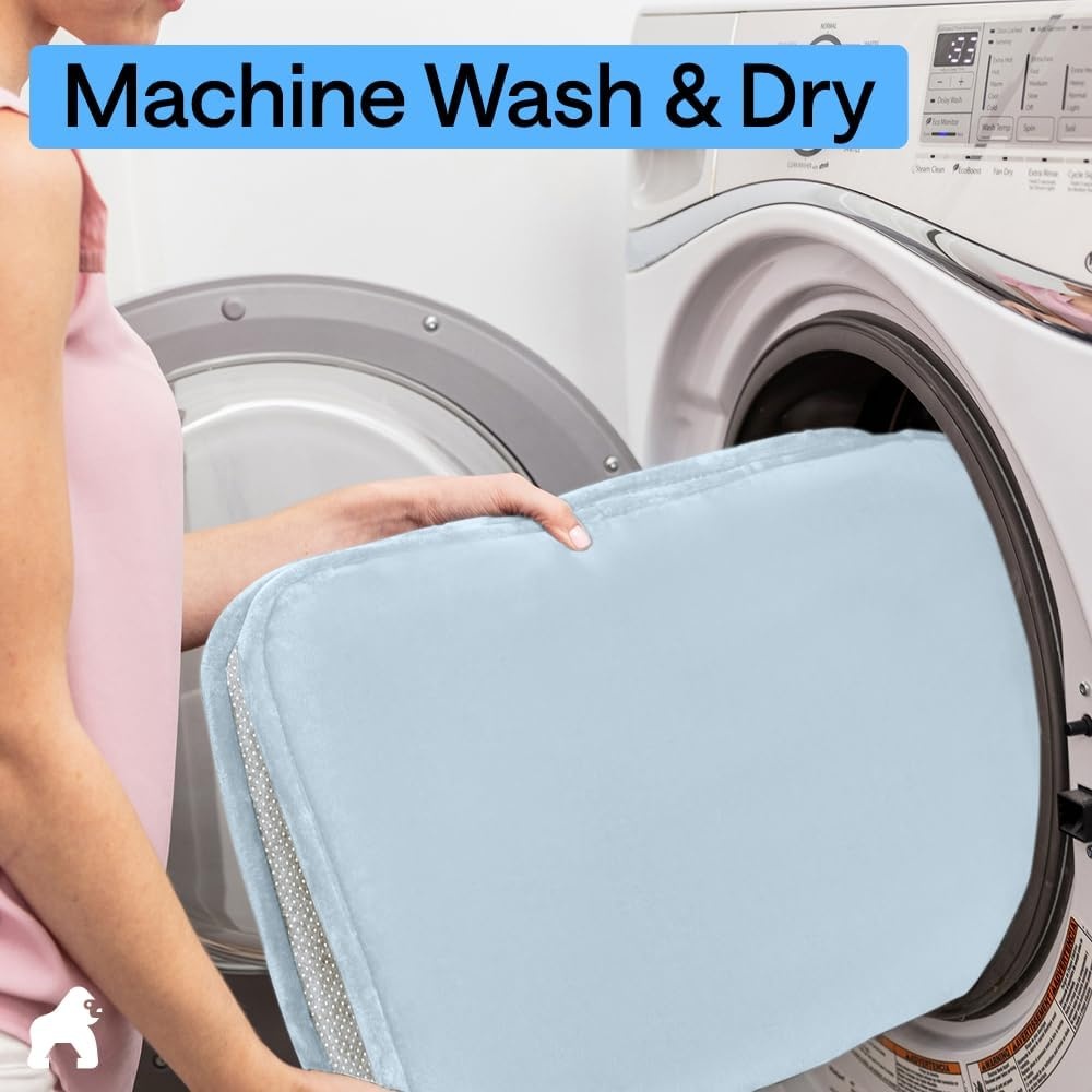 image:imageGORILLA GRIP Textured Backing Bathroom Rugs Soft Memory Foam Absorbent Striped Bath Mats Machine Washable amp Fade Resistant Bathmat Accessories for Floor Home Decor Shower Essentials Grey 30x18Light Blue