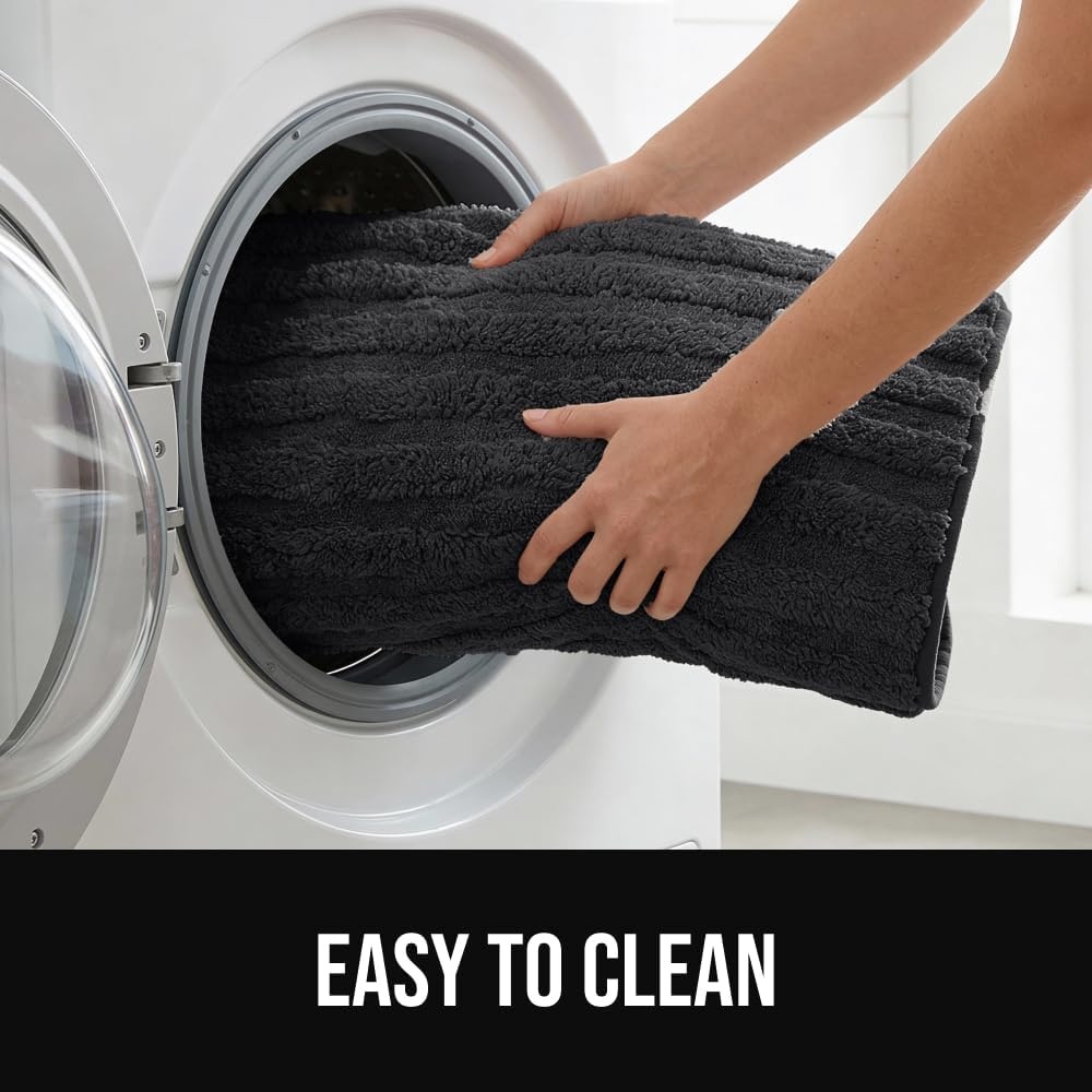 image:imageGORILLA GRIP Textured Backing Bathroom Rugs Soft Memory Foam Absorbent Striped Bath Mats Machine Washable amp Fade Resistant Bathmat Accessories for Floor Home Decor Shower Essentials Grey 30x18Black