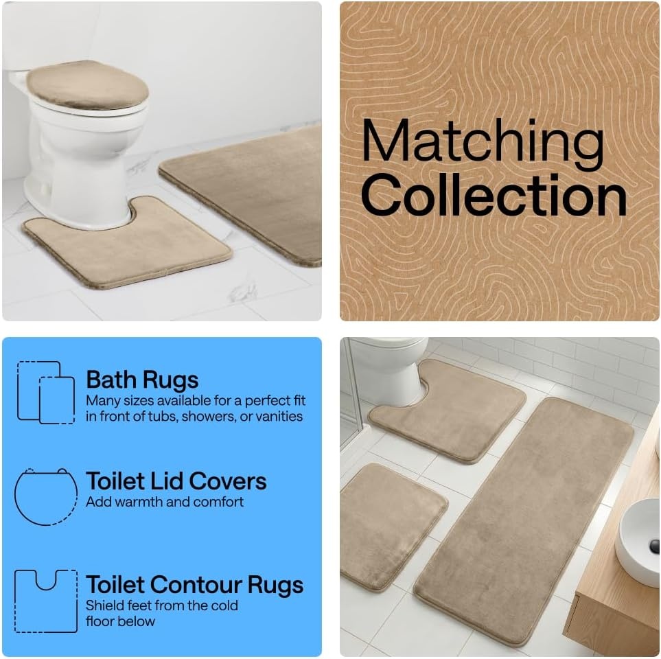 image:imageGORILLA GRIP Textured Backing Bathroom Rugs Soft Memory Foam Absorbent Striped Bath Mats Machine Washable amp Fade Resistant Bathmat Accessories for Floor Home Decor Shower Essentials Grey 30x18Taupe