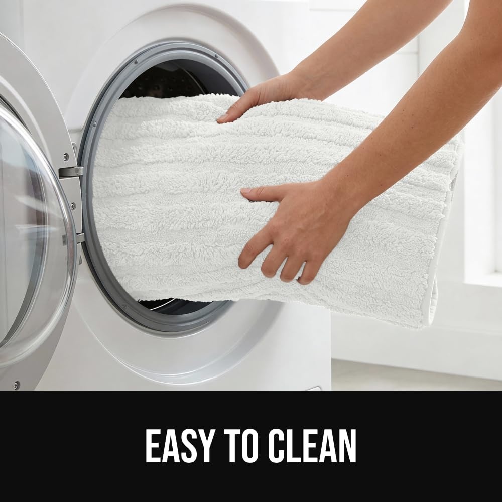 image:imageGORILLA GRIP Textured Backing Bathroom Rugs Soft Memory Foam Absorbent Striped Bath Mats Machine Washable amp Fade Resistant Bathmat Accessories for Floor Home Decor Shower Essentials Grey 30x18White