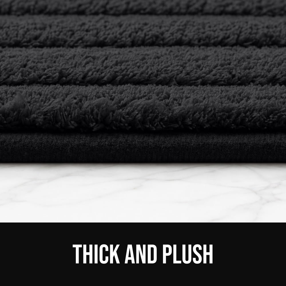 image:imageGORILLA GRIP Textured Backing Bathroom Rugs Soft Memory Foam Absorbent Striped Bath Mats Machine Washable amp Fade Resistant Bathmat Accessories for Floor Home Decor Shower Essentials Grey 30x18Black