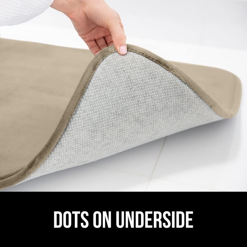 image:imageGORILLA GRIP Textured Backing Bathroom Rugs Soft Memory Foam Absorbent Striped Bath Mats Machine Washable amp Fade Resistant Bathmat Accessories for Floor Home Decor Shower Essentials Grey 30x18Beige
