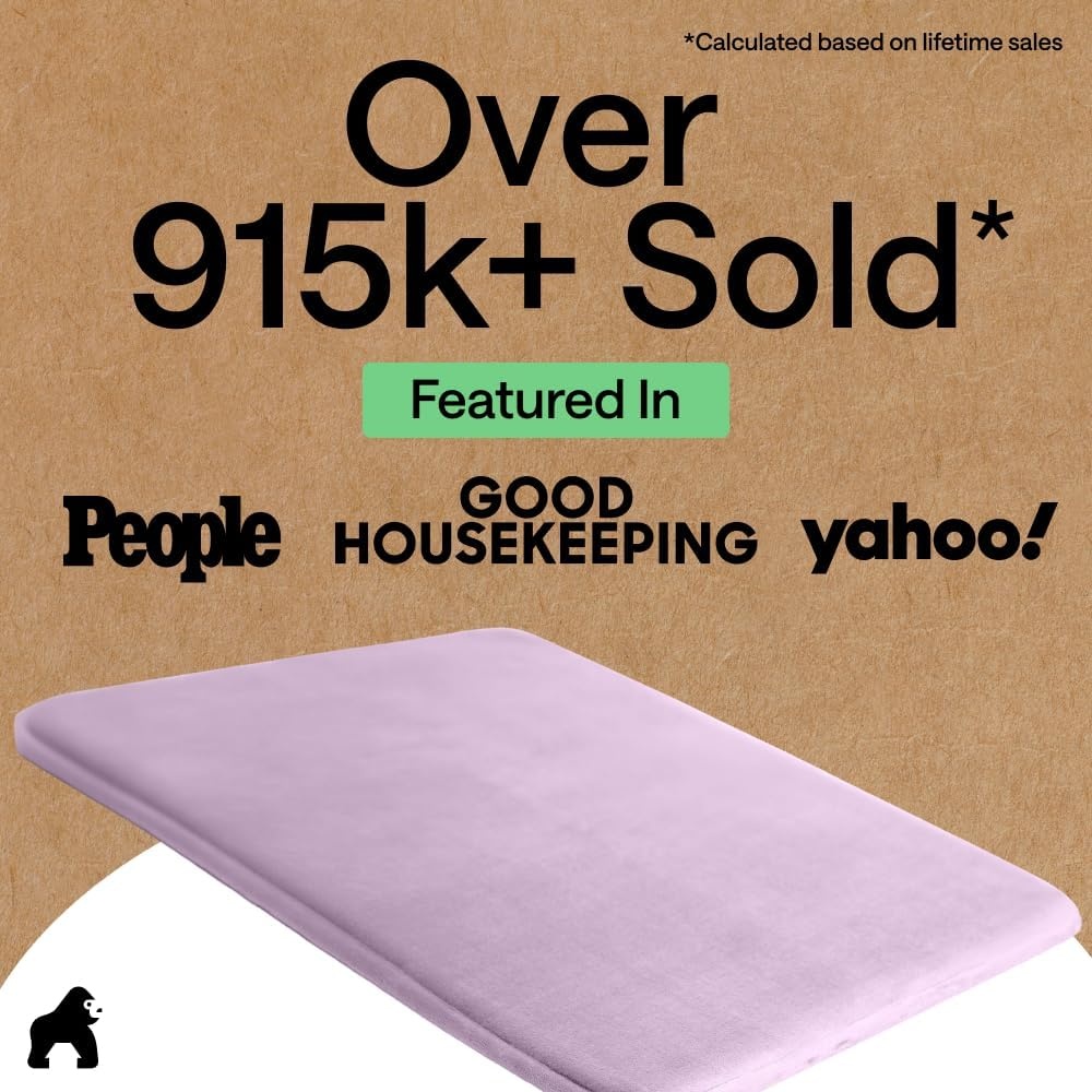 image:imageGORILLA GRIP Textured Backing Bathroom Rugs Soft Memory Foam Absorbent Striped Bath Mats Machine Washable amp Fade Resistant Bathmat Accessories for Floor Home Decor Shower Essentials Grey 30x18Soft Purple