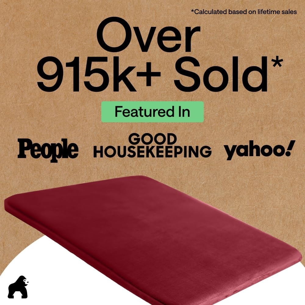 image:imageGORILLA GRIP Textured Backing Bathroom Rugs Soft Memory Foam Absorbent Striped Bath Mats Machine Washable amp Fade Resistant Bathmat Accessories for Floor Home Decor Shower Essentials Grey 30x18Burgundy