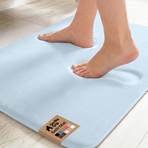 image:imageGORILLA GRIP Textured Backing Bathroom Rugs Soft Memory Foam Absorbent Striped Bath Mats Machine Washable amp Fade Resistant Bathmat Accessories for Floor Home Decor Shower Essentials Grey 30x18Light Blue