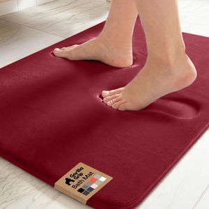 image:imageGORILLA GRIP Textured Backing Bathroom Rugs Soft Memory Foam Absorbent Striped Bath Mats Machine Washable amp Fade Resistant Bathmat Accessories for Floor Home Decor Shower Essentials Grey 30x18Burgundy