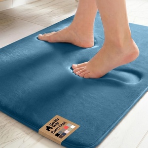 image:imageGORILLA GRIP Textured Backing Bathroom Rugs Soft Memory Foam Absorbent Striped Bath Mats Machine Washable amp Fade Resistant Bathmat Accessories for Floor Home Decor Shower Essentials Grey 30x18Blue
