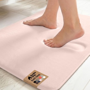image:imageGORILLA GRIP Textured Backing Bathroom Rugs Soft Memory Foam Absorbent Striped Bath Mats Machine Washable amp Fade Resistant Bathmat Accessories for Floor Home Decor Shower Essentials Grey 30x18Pink