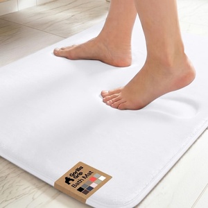 image:imageGORILLA GRIP Textured Backing Bathroom Rugs Soft Memory Foam Absorbent Striped Bath Mats Machine Washable amp Fade Resistant Bathmat Accessories for Floor Home Decor Shower Essentials Grey 30x18Bright White