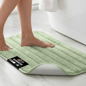 image:imageGORILLA GRIP Textured Backing Bathroom Rugs Soft Memory Foam Absorbent Striped Bath Mats Machine Washable amp Fade Resistant Bathmat Accessories for Floor Home Decor Shower Essentials Grey 30x18Sage