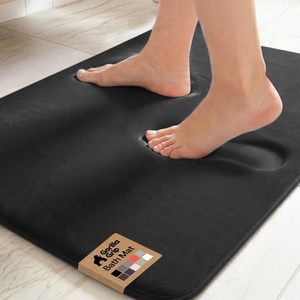 image:imageGORILLA GRIP Textured Backing Bathroom Rugs Soft Memory Foam Absorbent Striped Bath Mats Machine Washable amp Fade Resistant Bathmat Accessories for Floor Home Decor Shower Essentials Grey 30x18Black