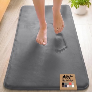 image:imageGORILLA GRIP Textured Backing Bathroom Rugs Soft Memory Foam Absorbent Striped Bath Mats Machine Washable amp Fade Resistant Bathmat Accessories for Floor Home Decor Shower Essentials Grey 30x18Graphite Gray